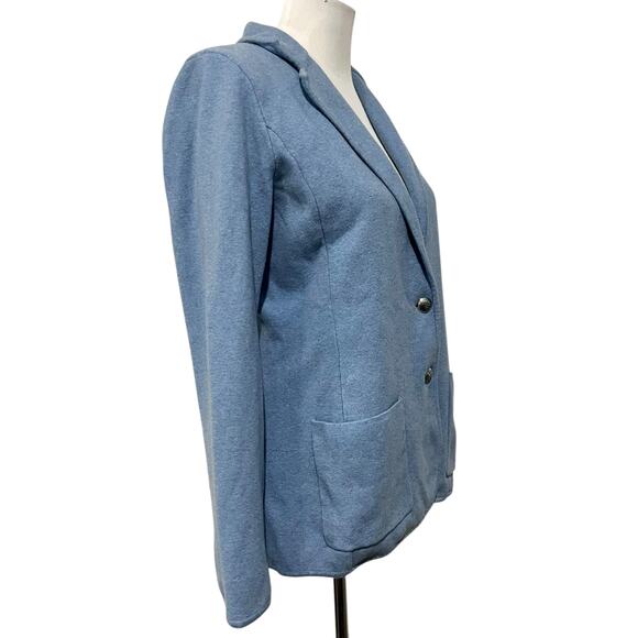 LRL Ralph Lauren Womens Knit Sweater Blazer Jacket Crest Buttons Blue Size L - Picture 5 of 7